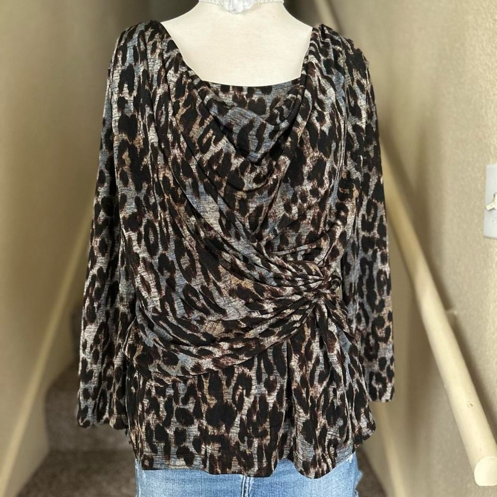 Investments Black and Gray Asymmetrical Blouse